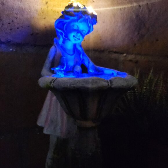 Solar LED Bird Bath Girl Sculpture 11.75" H - Picture 7 of 7
